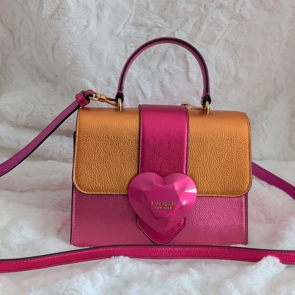 Kate Spade RARE Bijou Bag Pink & Orange Crossbody Top Handle Bag EUC - Picture 11 of 13